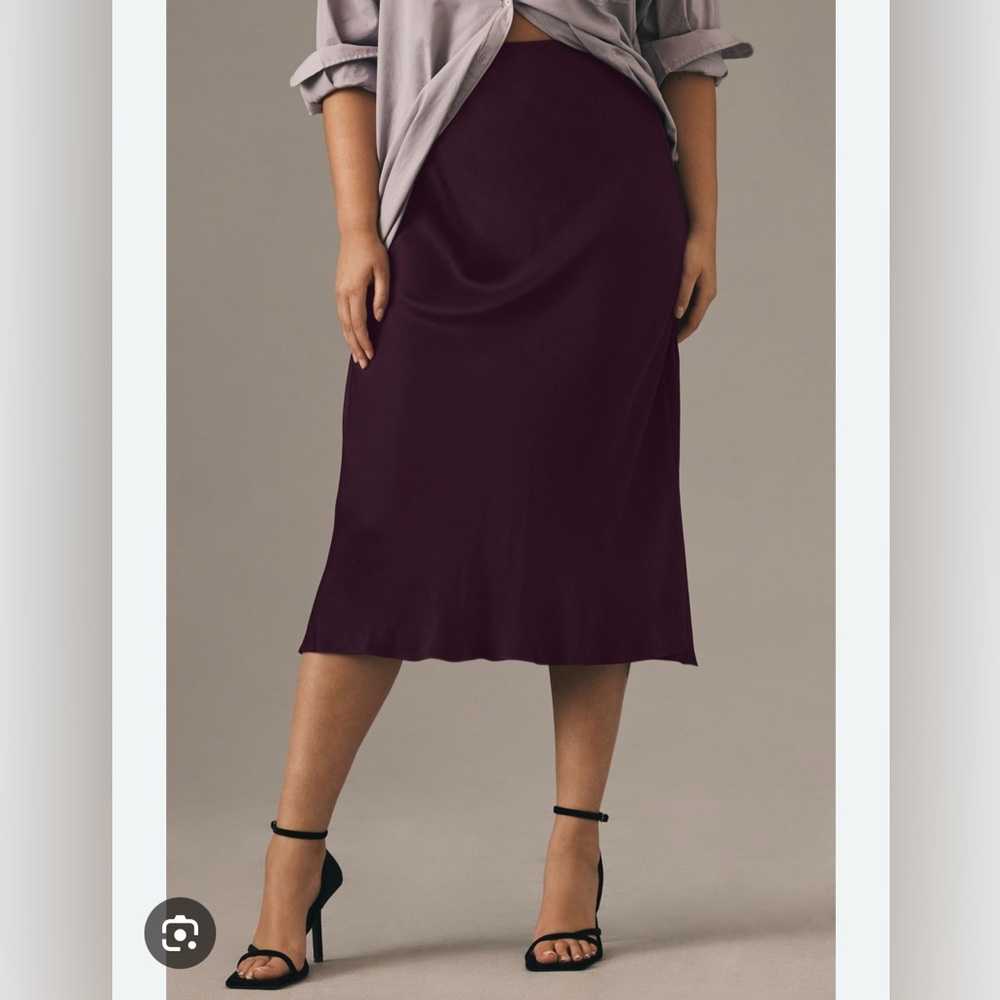 Anthropologie The Tilda Midi Slip Skirt in Plum